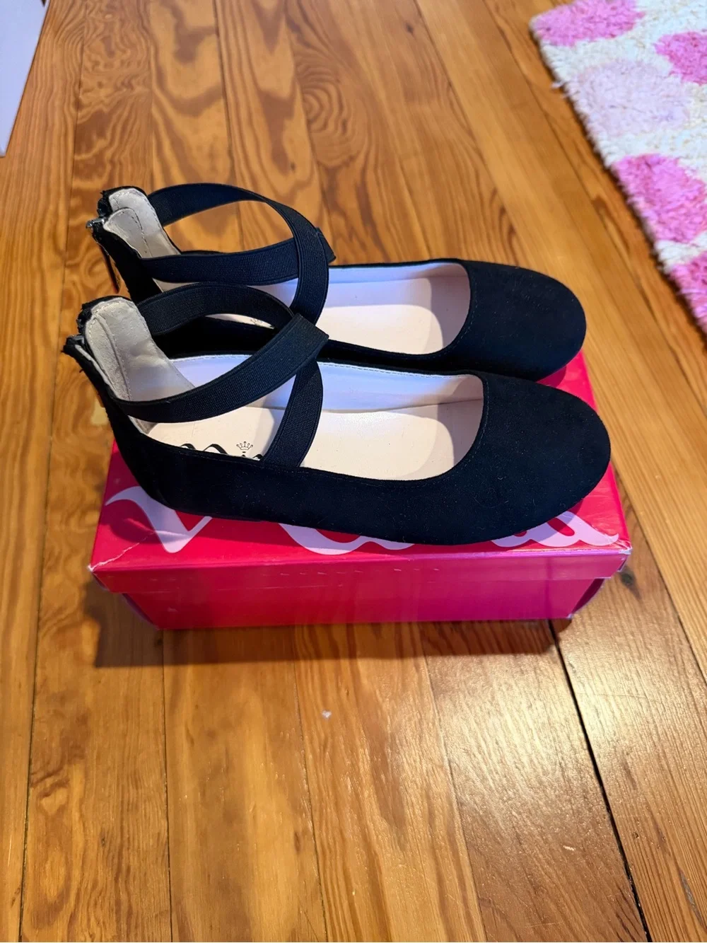 Nina Black Girls Mary Jane Flats with Cross Straps